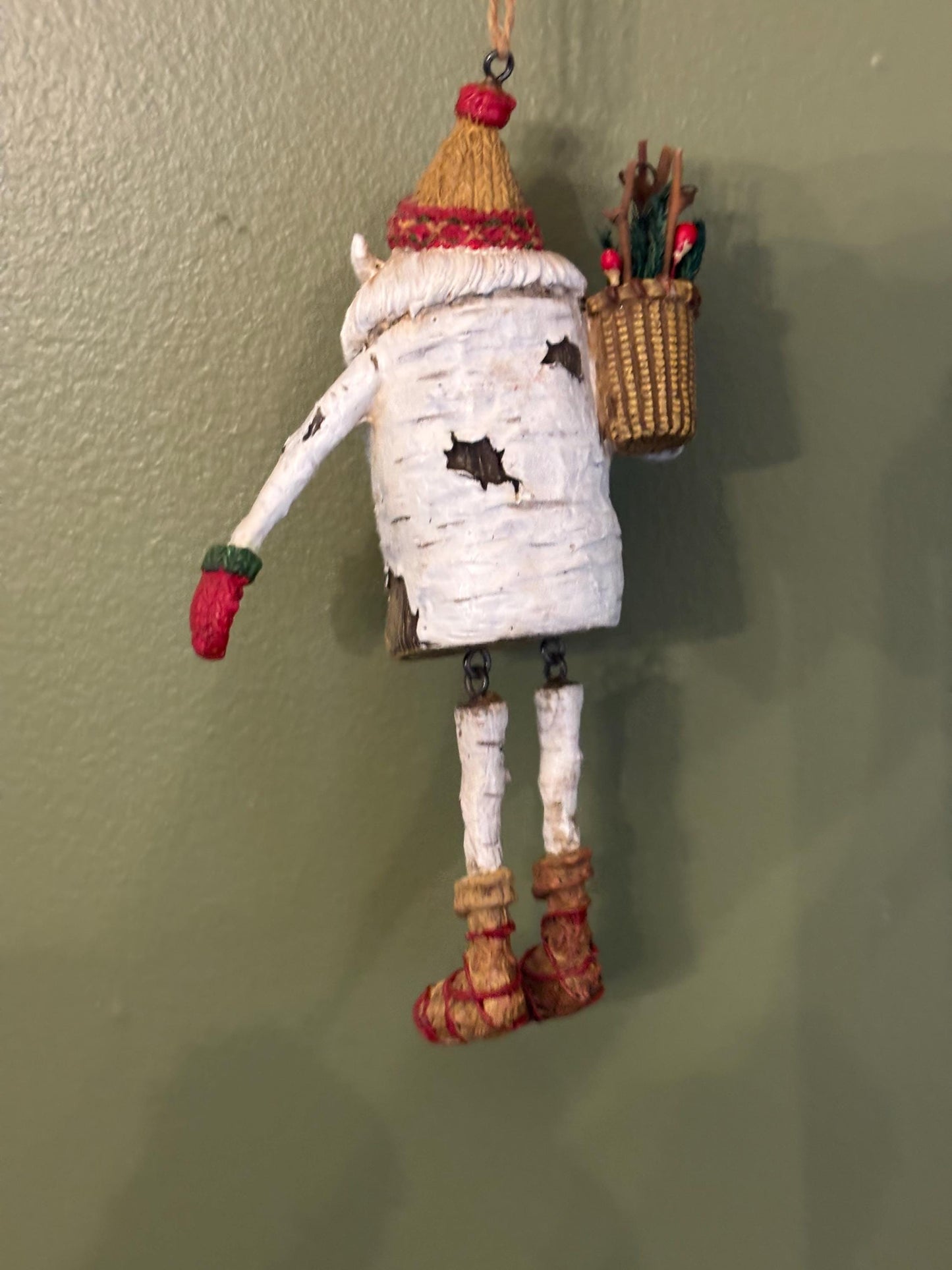 Vintage Santa Claus with Owl Hanging Ornament Figurine Christmas Ornaments Old St. Nicholas St. Nick Vintage Art Dangling Legs