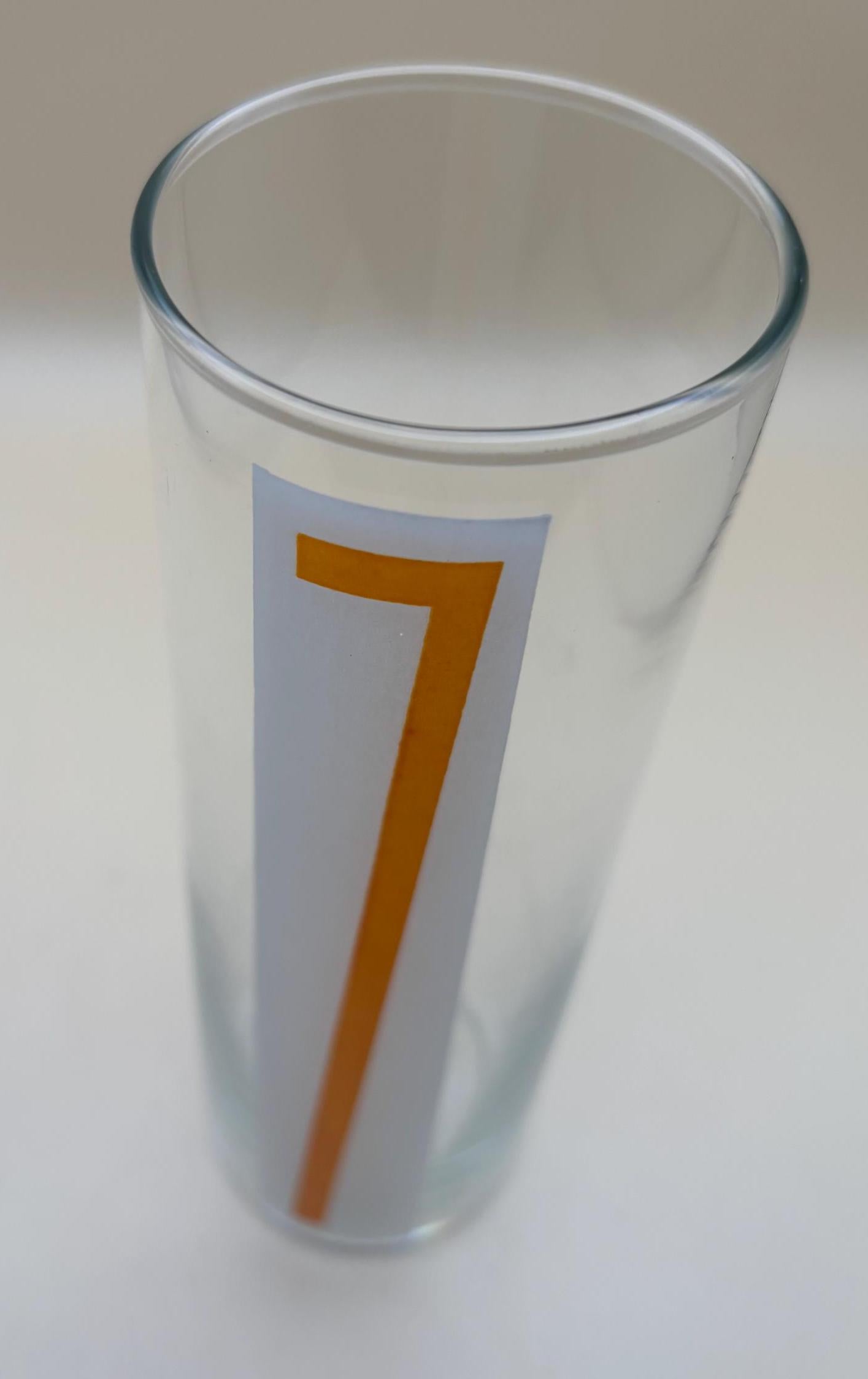 Mid Century Modern Libbey Hi Ball Tumbler Glass with 7 on it Lover Antiques and Vintage