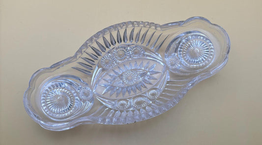 Antique American Brilliant Crystal Cut Wide Nut or Candy Dish Serving Tray Lover Antiques and Vintage