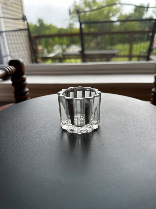 Vintage Clear Cut Glass Votive Candle Holder: 1940s Crystal Dish