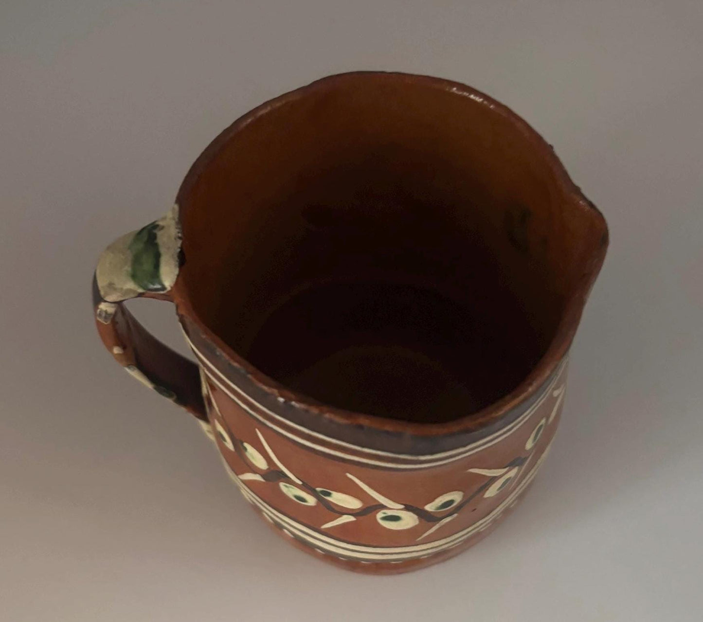 Vintage Mexican Pottery Tlaquepaque Tonala Pitcher Primitive Art Hand Made Hand Painted Lover Antiques Vintage