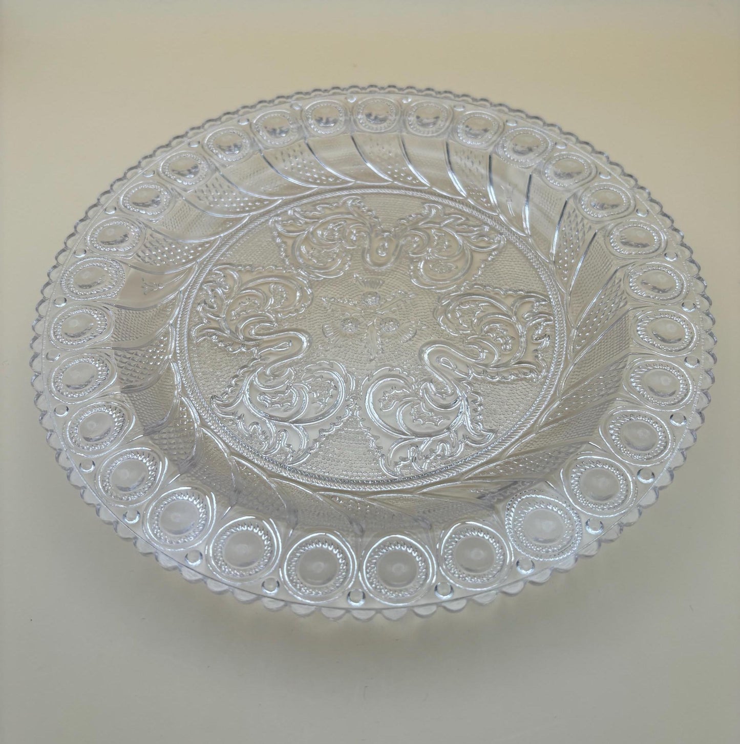 Crystal Glass Serving Platter Glass Serving Tray Scrolled Glass Lover Antiques and Vintage