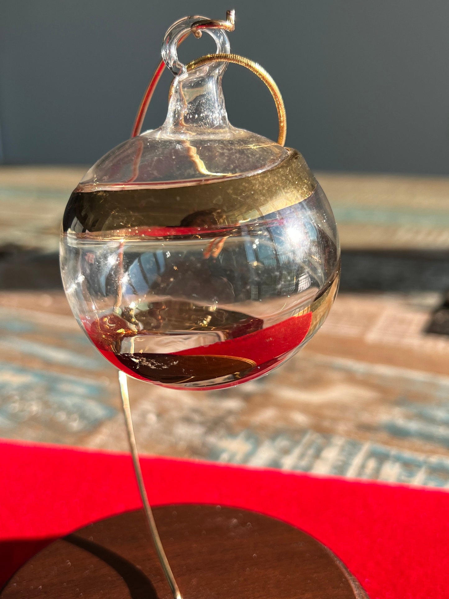 Vintage Gold Swirl Glass Ball Christmas Ornament - Made in Italy