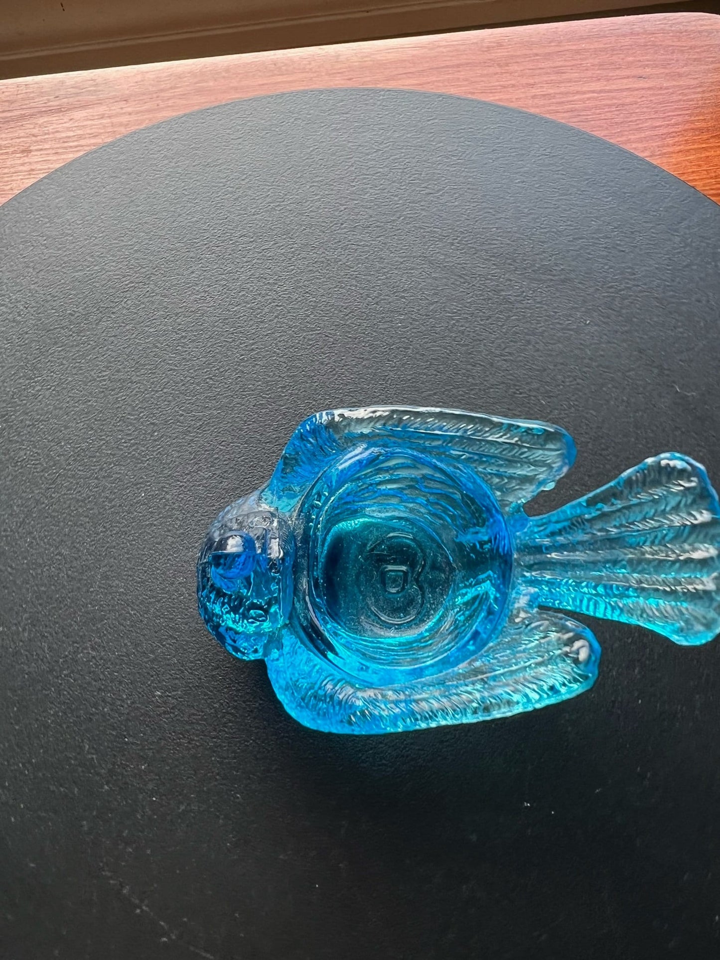 Vintage Blue Degenhart Glass Rooster Salt Cellar Dish