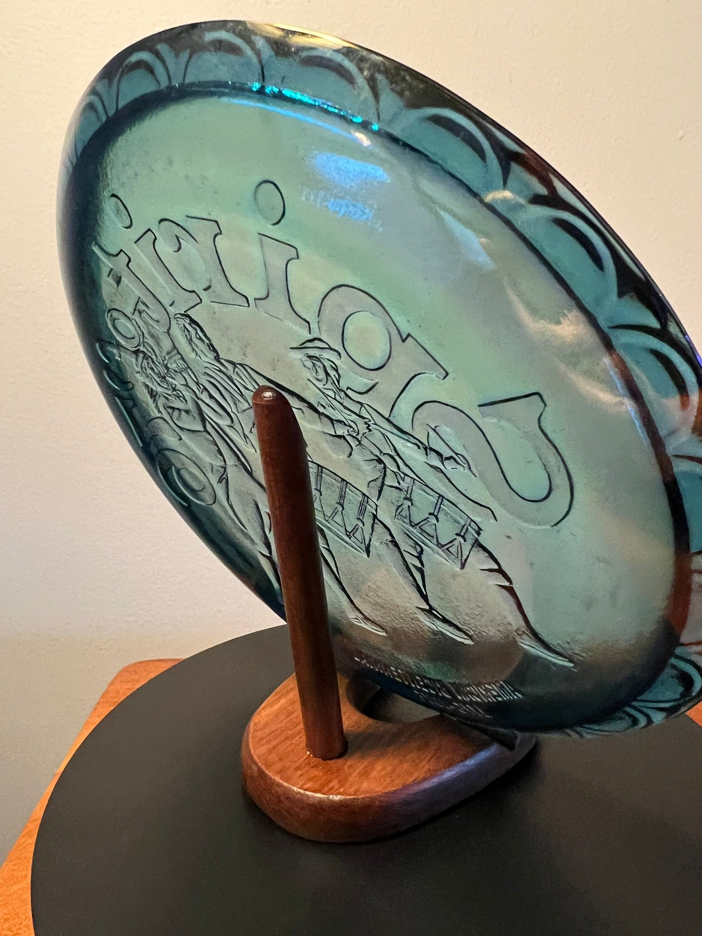 Vintage Fenton Carnival Glass Plate: Spirit of '76 Bicentennial, Iridescent Blue Purple