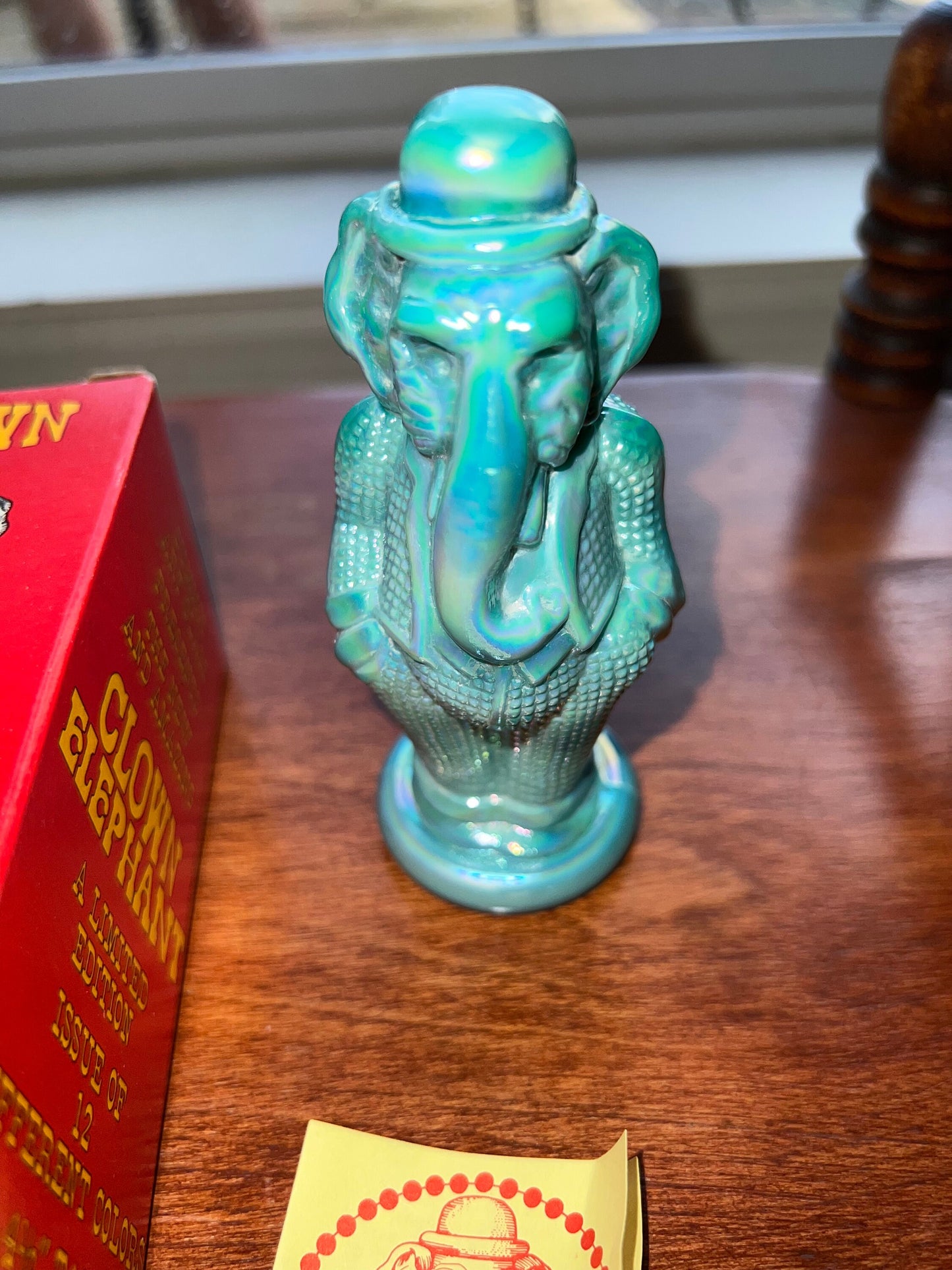 Vintage Green Art Glass Elephant Clown Figurine - Timmy Summit Art Sculpture