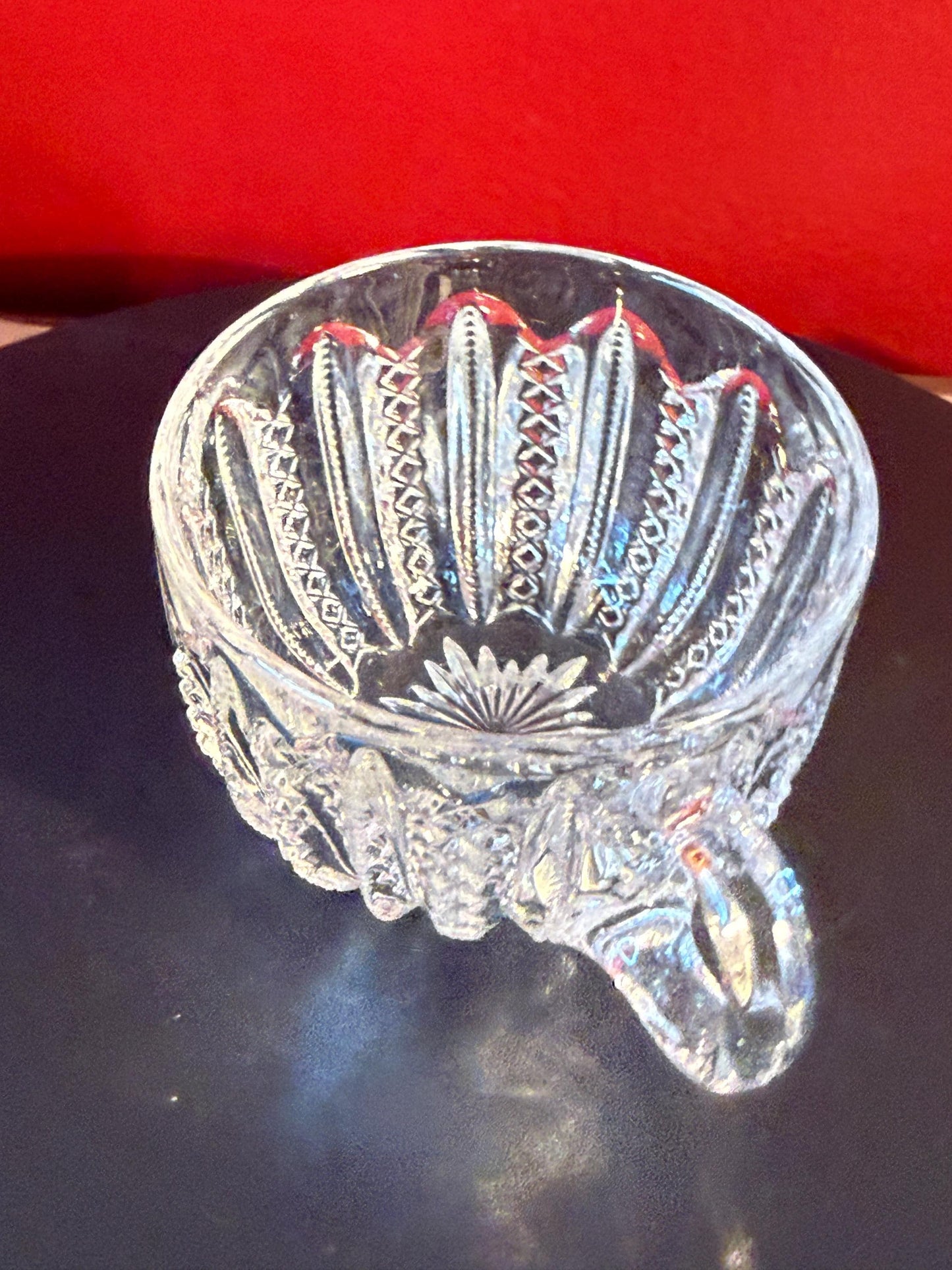 Antique Duncan & Miller Mardi Gras Clear Pressed Glass Punch Bowl Cup Circa 1894-1920 Vintage Collectible