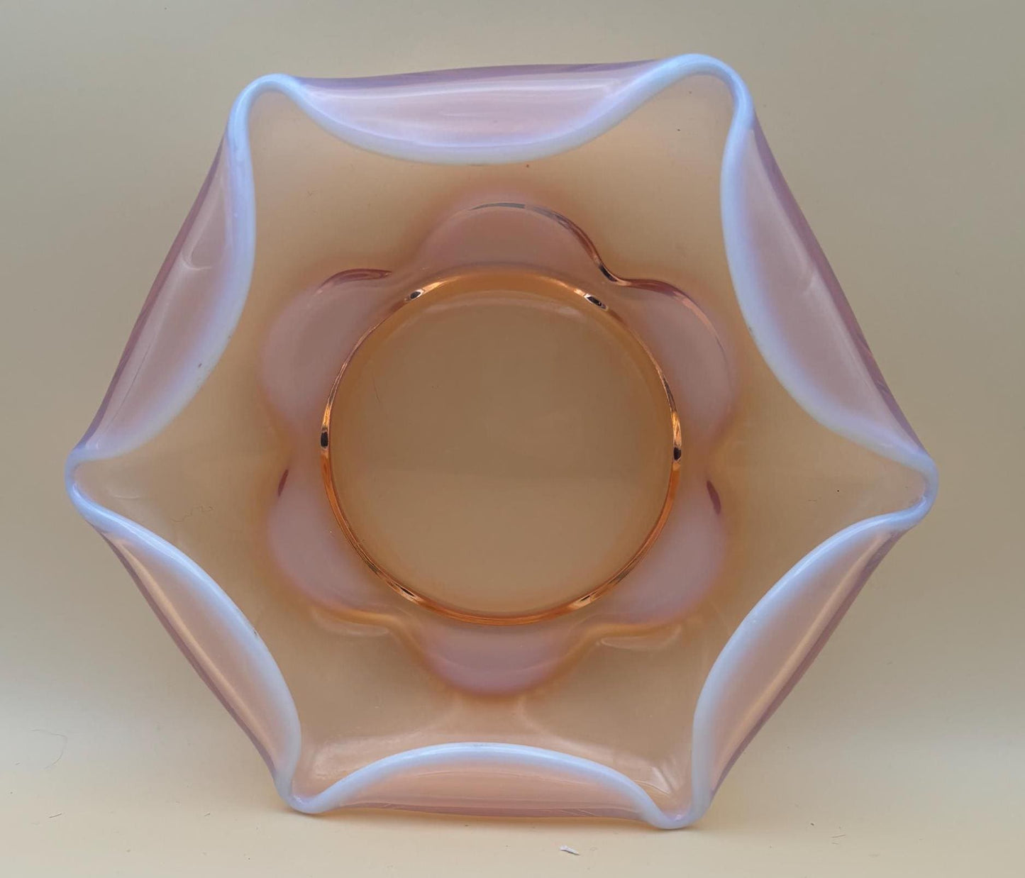 Fenton Style Pink Opalescent Vase Cranberry Dish Lover Antiques and Vintage