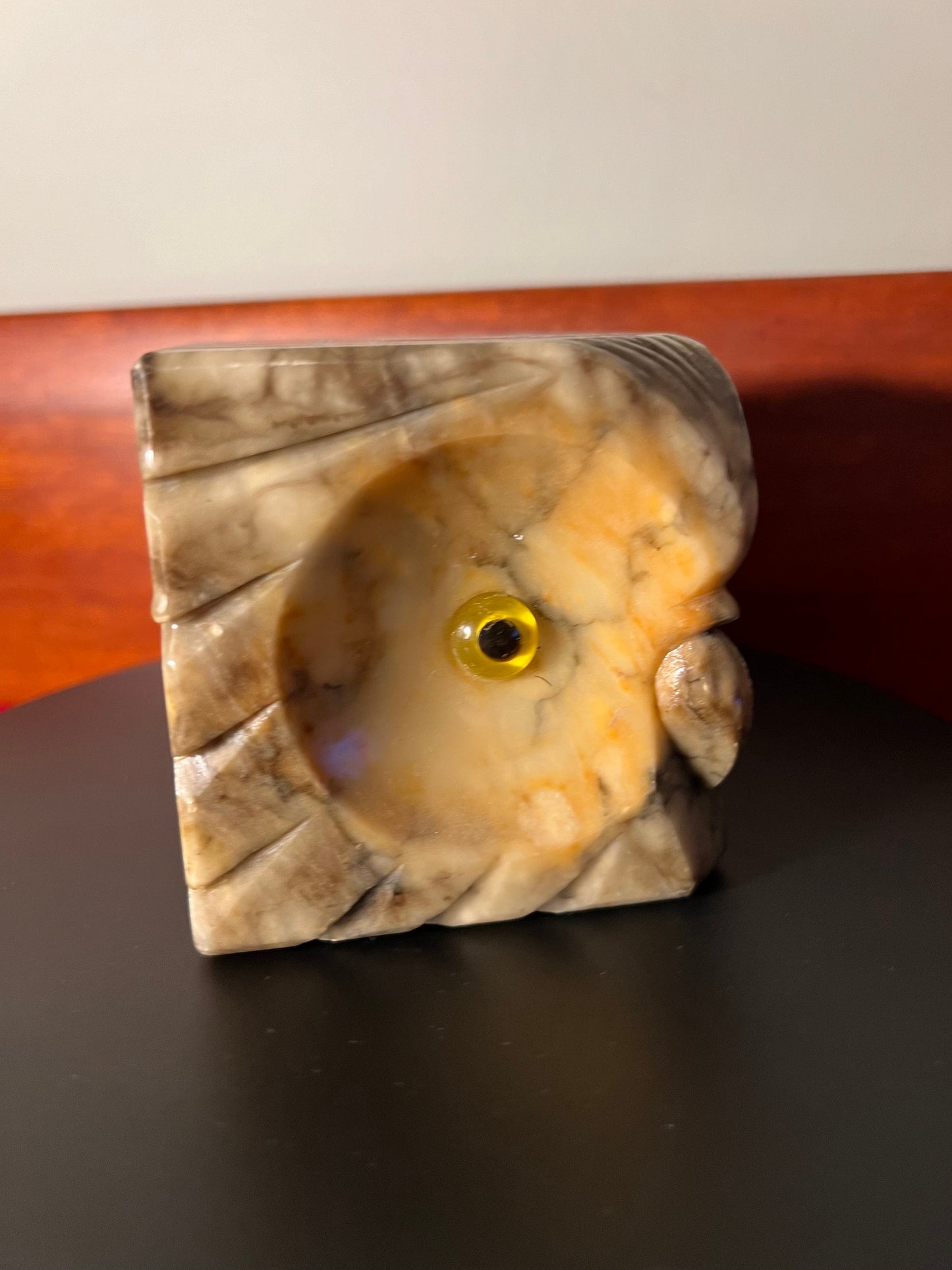 Vintage Alabaster Stone Owl Figure, Made in Italy