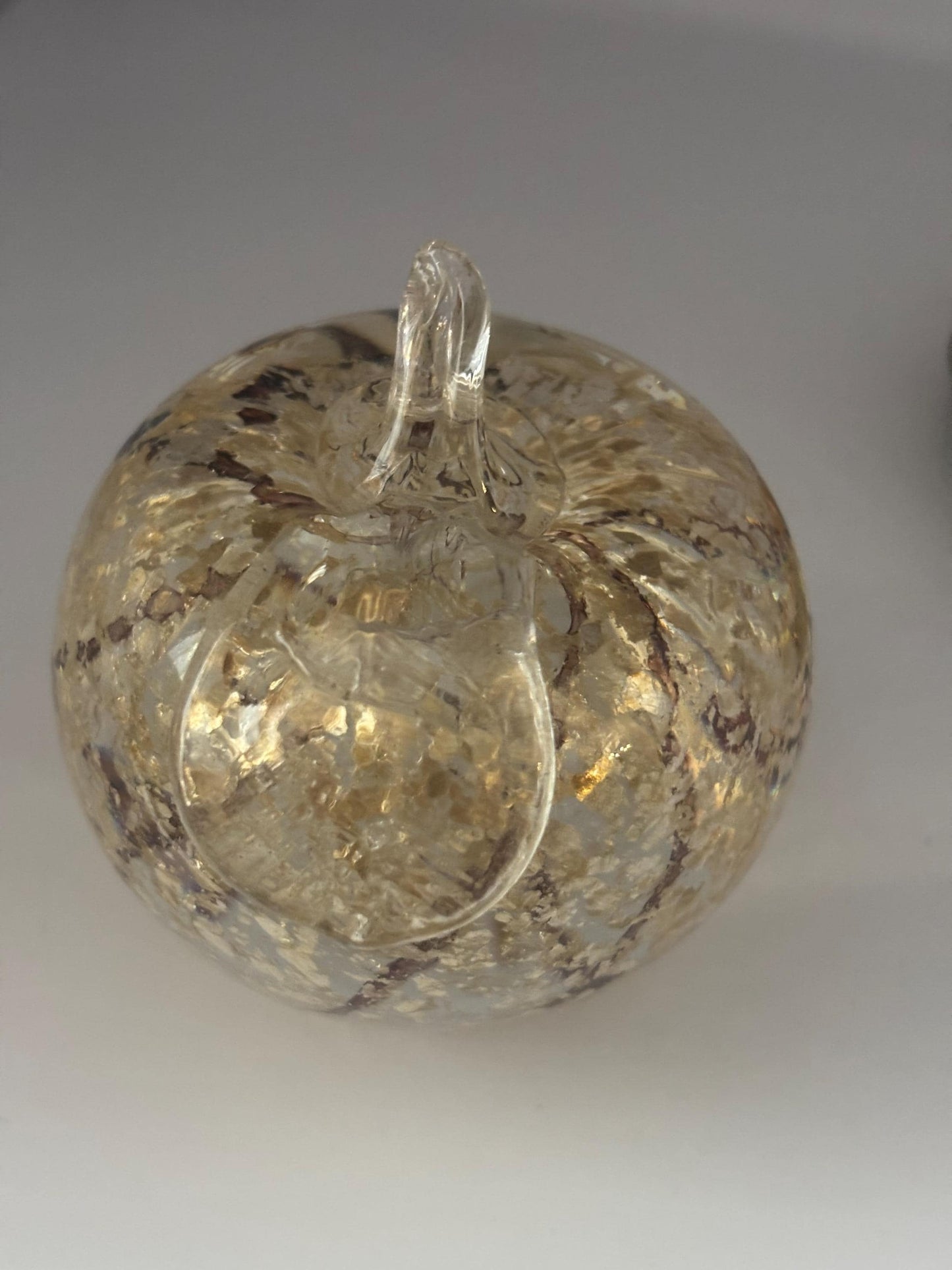 Mid Century Murano Apple Glass Paperweight Gold Flakes Vintage Italian Art Collectible