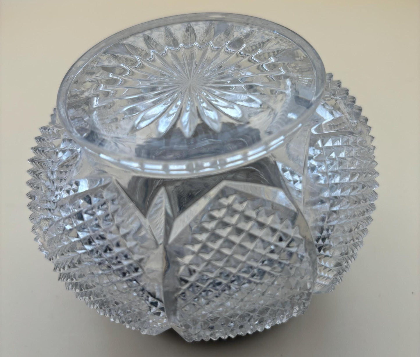Antique Victorian Cut Crystal Hair Receiver Jar Sterling Silver Lid Lover Antiques and Vintage