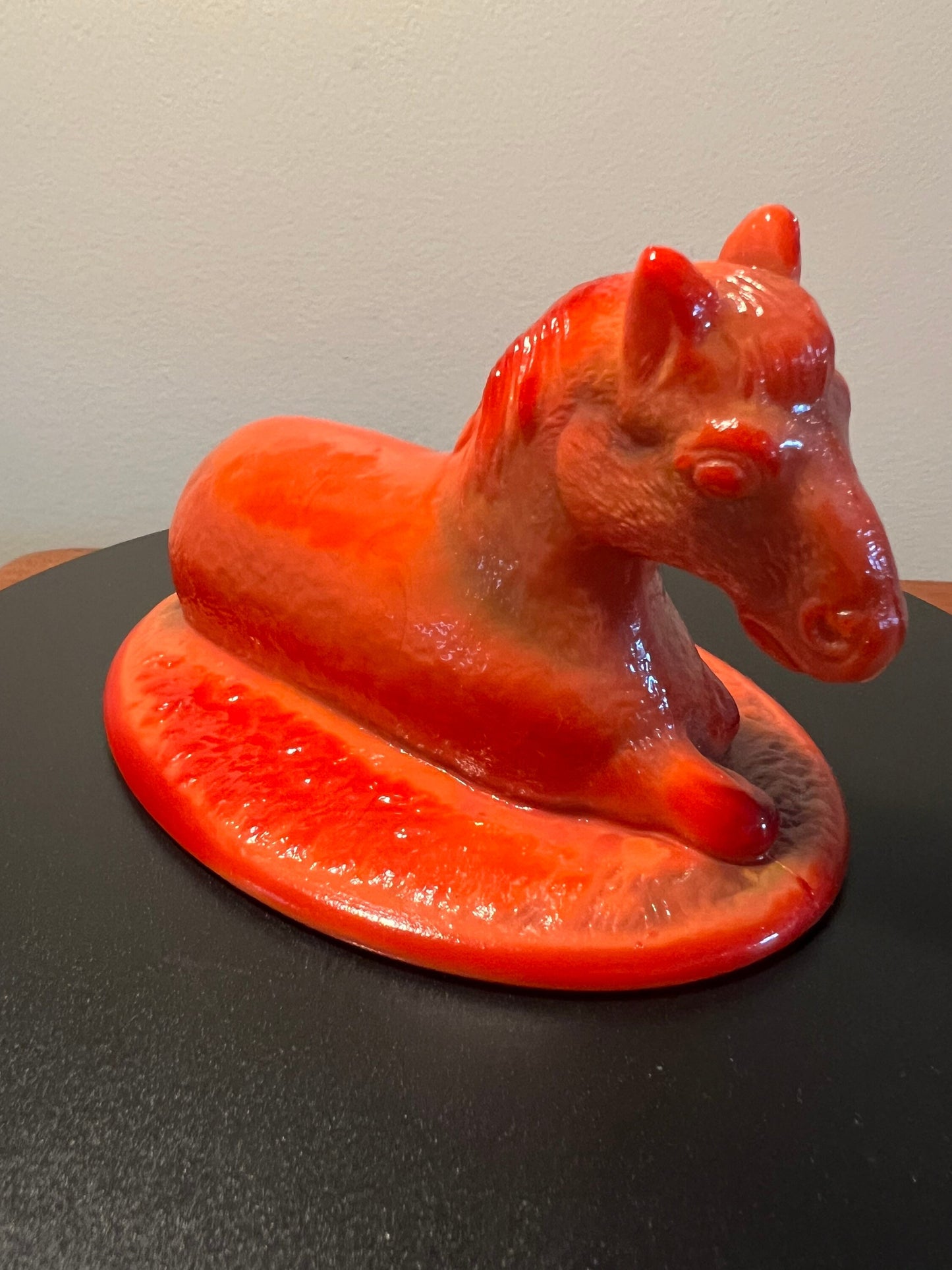 Vintage Horse Figurine Summit Art Orange Slag Glass Amberina Lover Antiques and Vintage