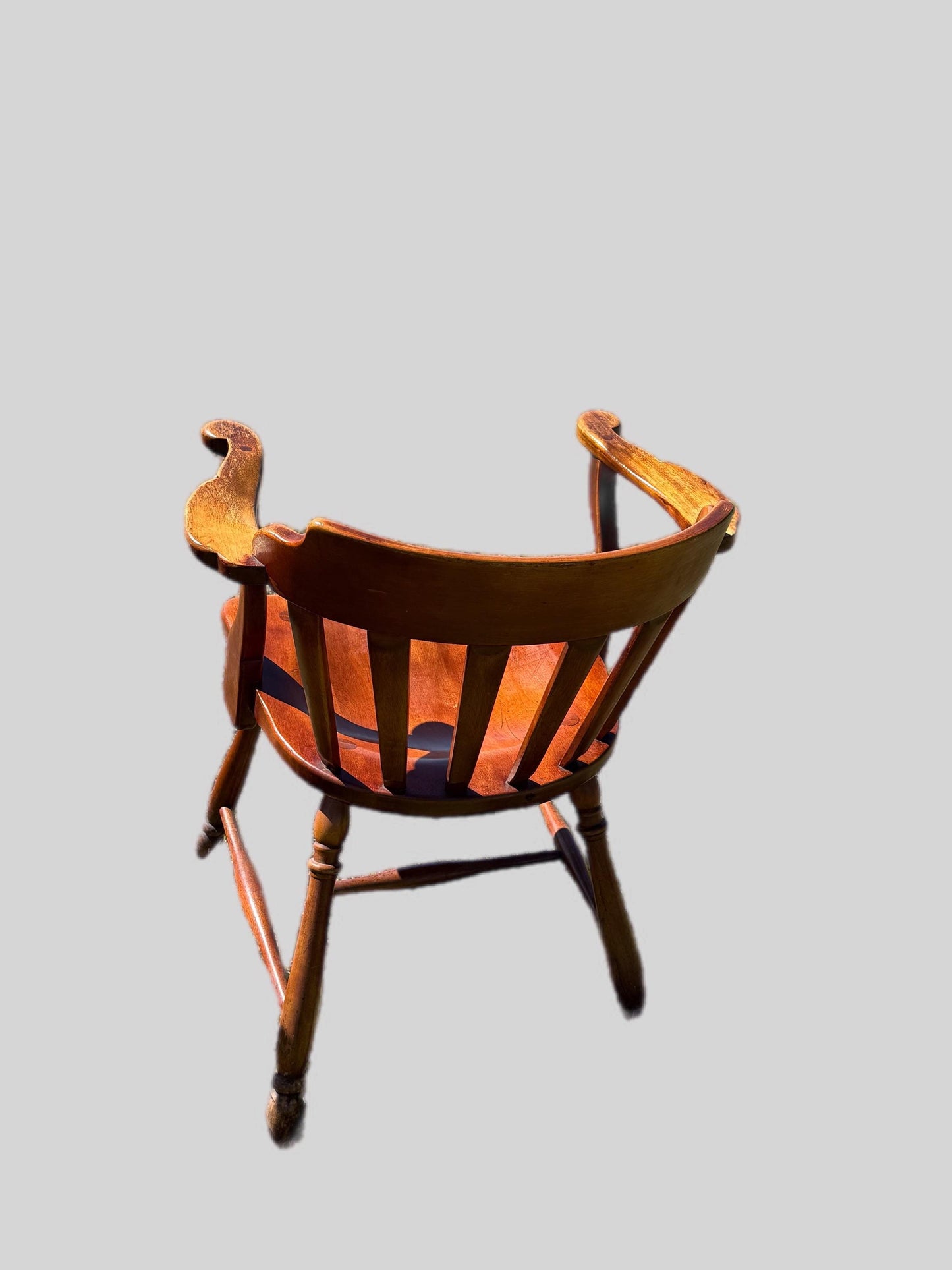 Vintage Cushman Colonial Captain's Chair: Rustic Barrel Back Armchair