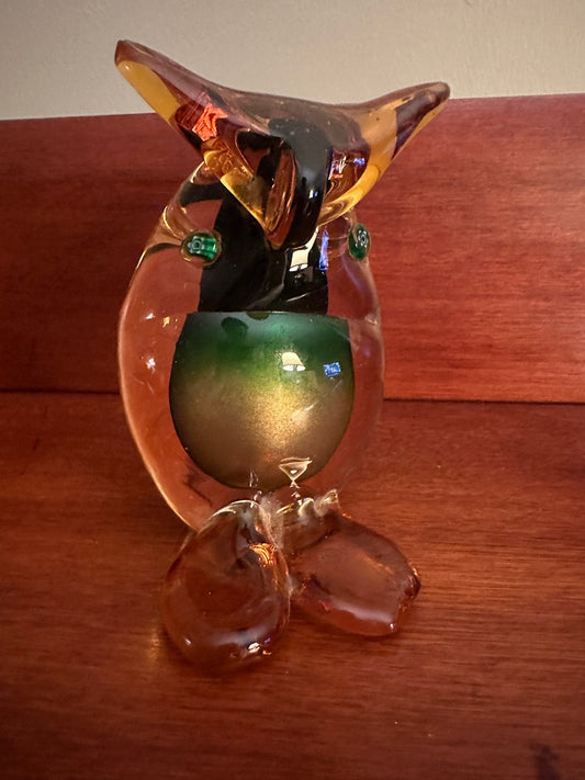 Vintage Murano Glass Owl, made with 24k Gold, Murano Glass Art, Lover Antiques and Vintage