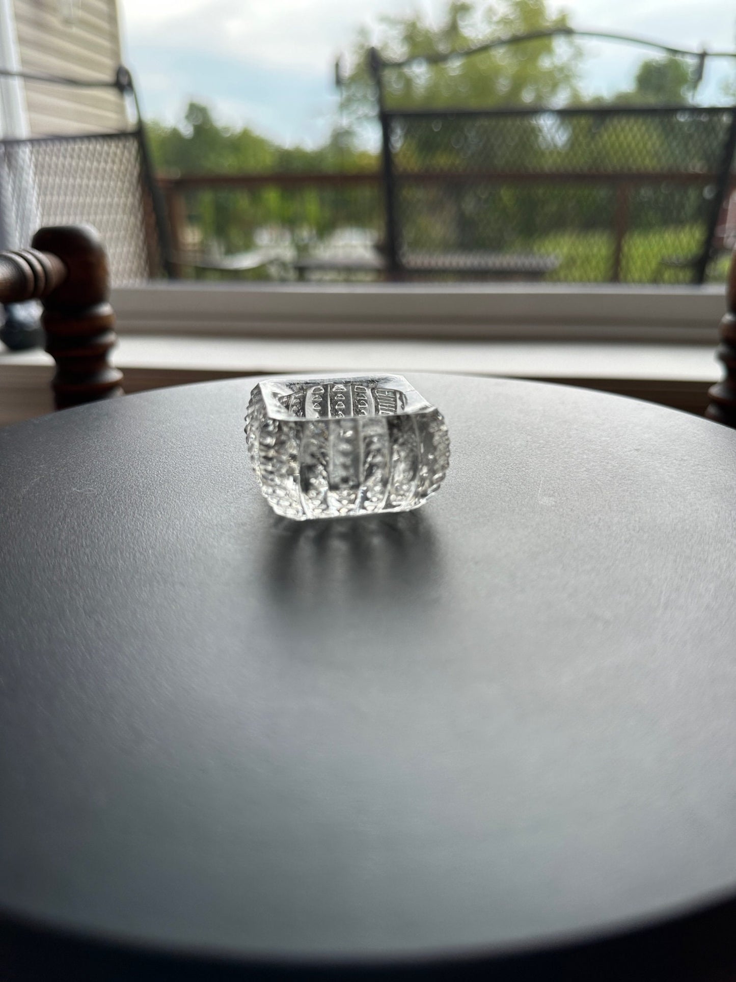 Vintage Clear Cut Crystal Glass Dish: Square Toothpick Holder, Sugar Dish