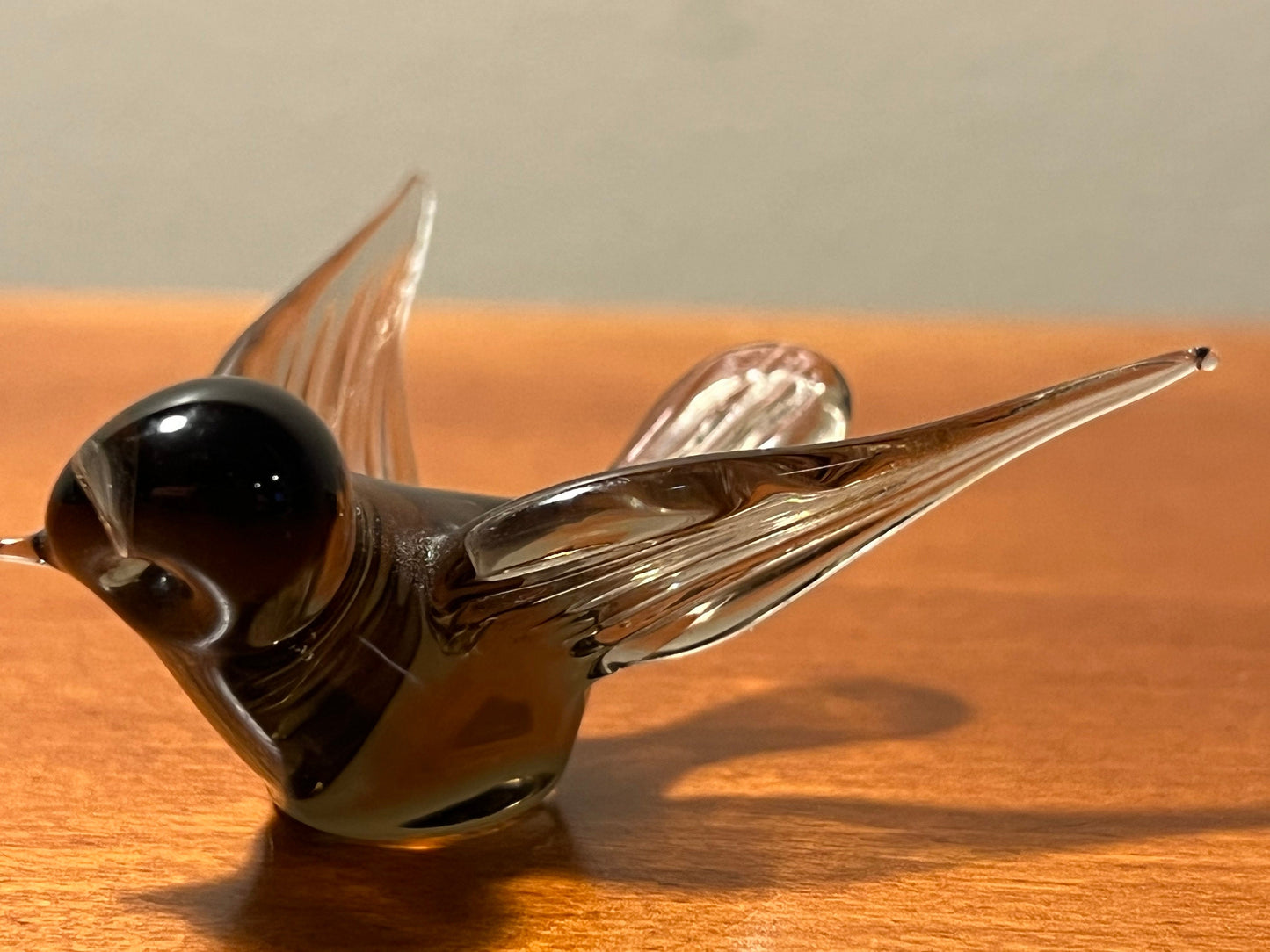 Vintage Hand Blown Glass bird light blue bird art glass mini treasure