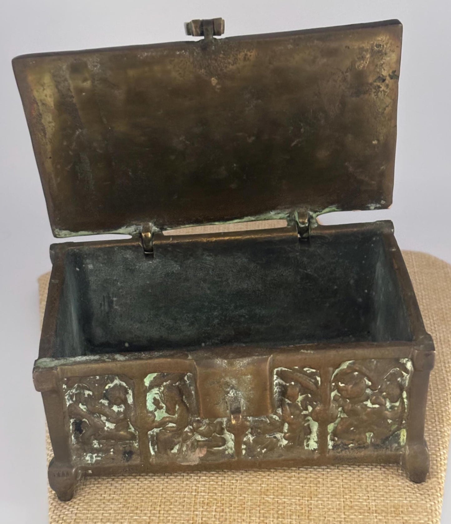 Antique Bronze Trinket Box Casket Container Original Patina Lover Antiques and Vintage