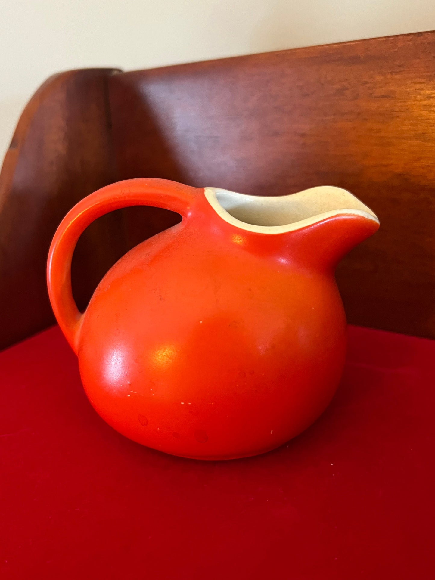 Vintage Cameron Clay Miniature Orange Pitcher - 5"