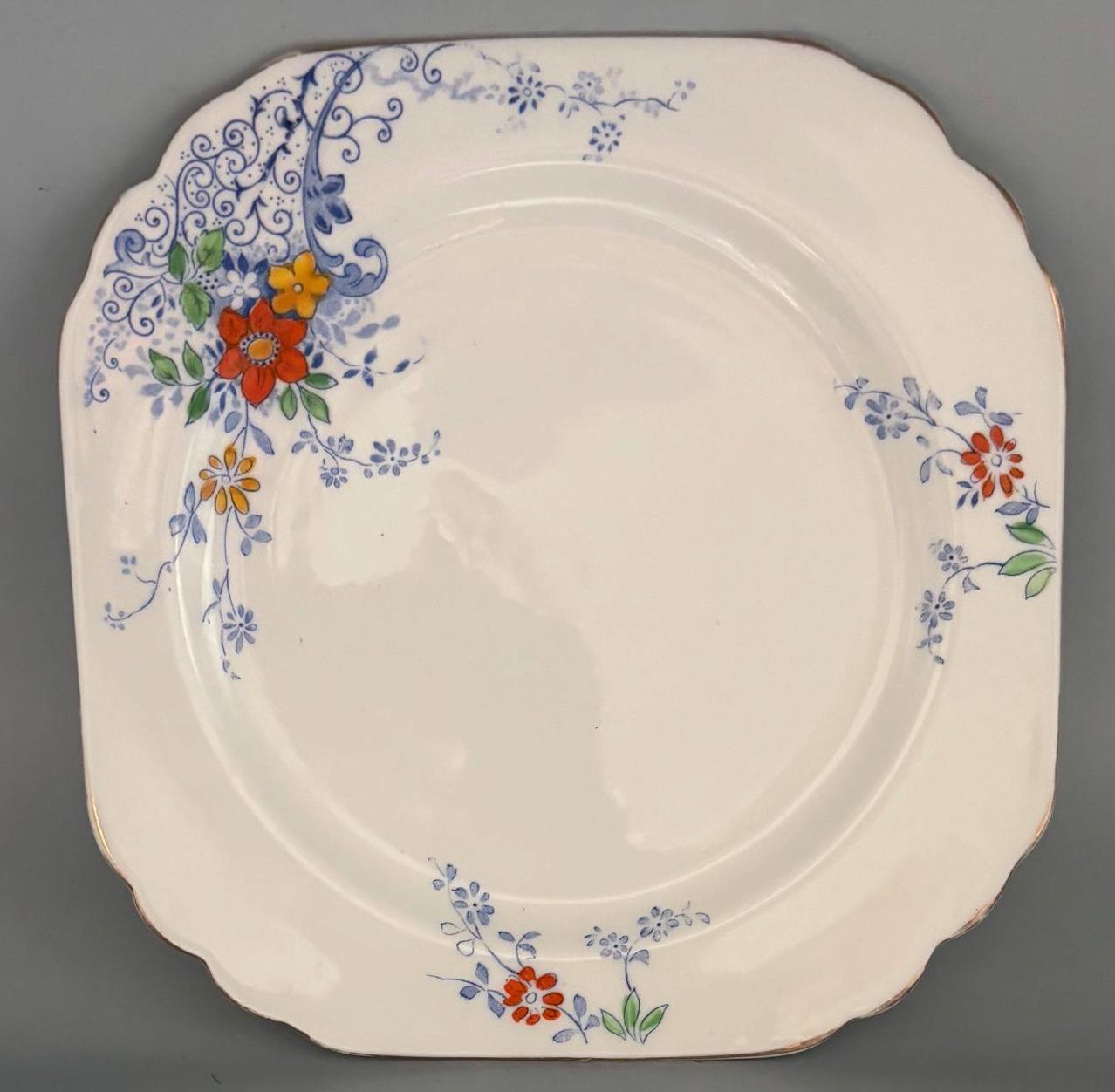 Vintage Heathcote China Square Plate Made in England Lover Antiques and Vintage