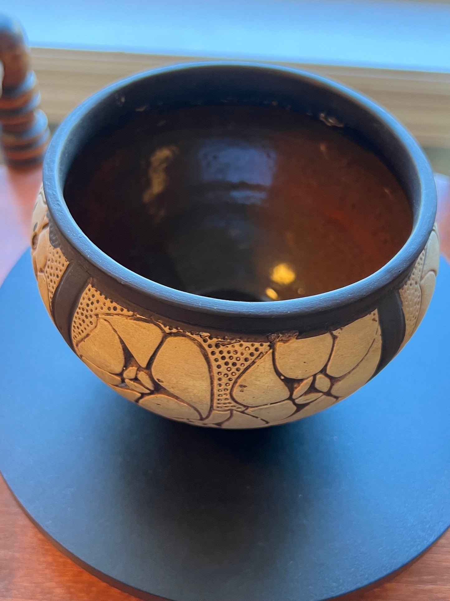 Vintage Weller Claywood Daisy Vase: Burnt Wood Jardinere Pot
