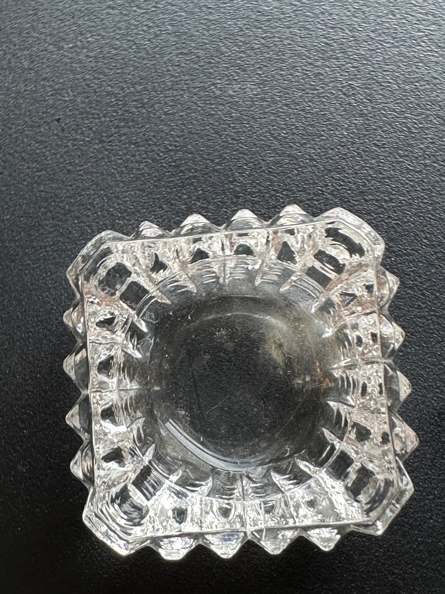 Vintage Clear Cut Crystal Glass Dish: Square Toothpick Holder, Sugar Dish