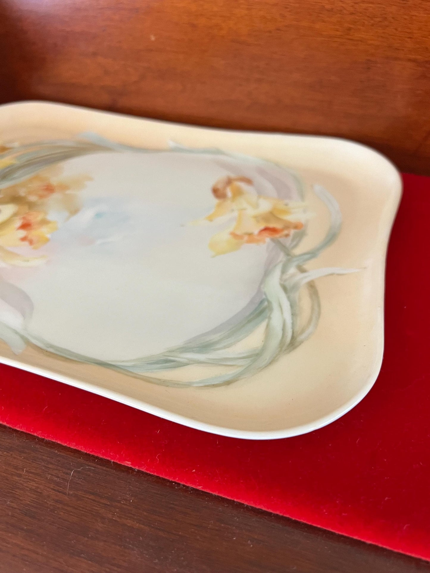 Vintage Limoges of France Porcelain Tray Dish Daffodils Whimsical Stamped Limoges Flowers Design Lover Antiques and Vintage