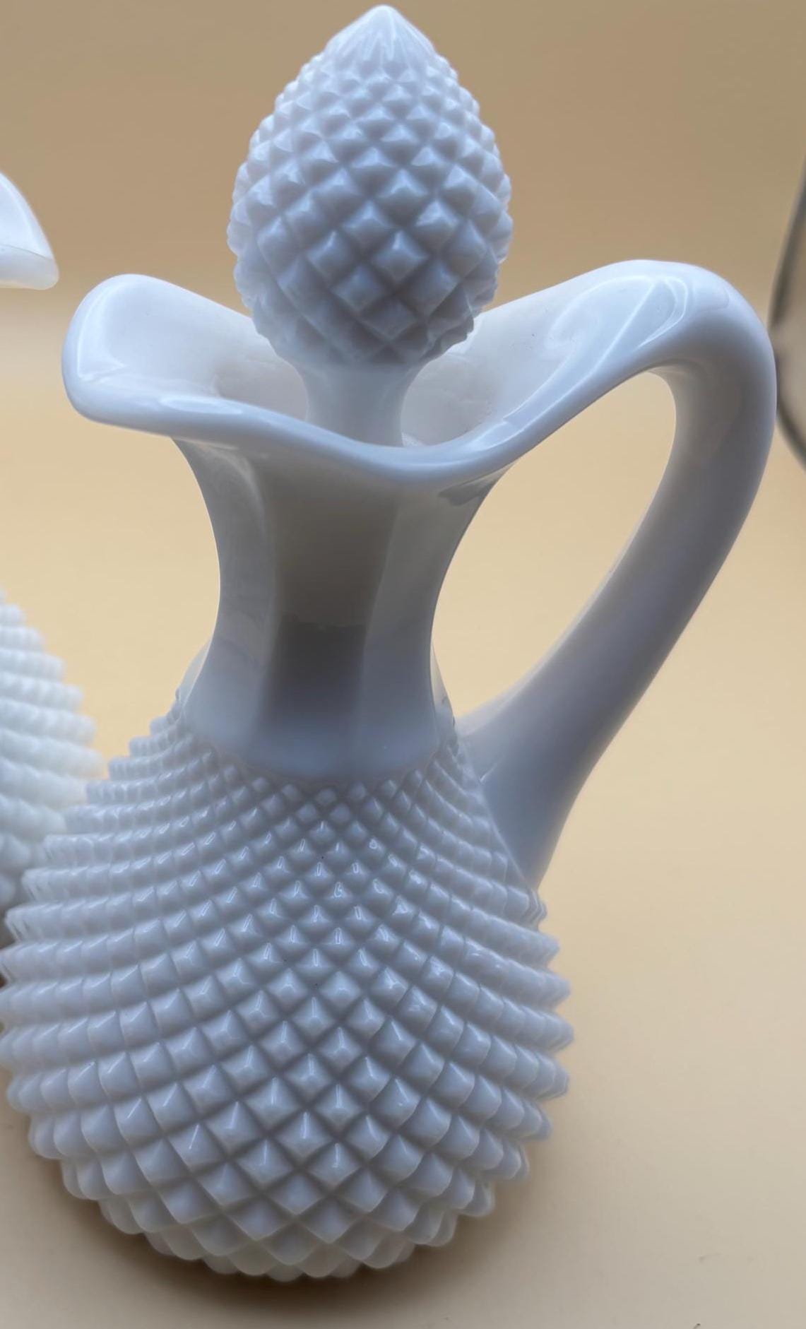 Vintage White Hobnail Decanter with Stopper Lover Antiques and Vintage
