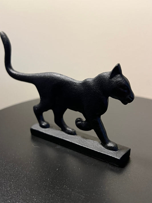 Vintage Cast Iron Black Cat: Faberge Franklin Mint Figurine
