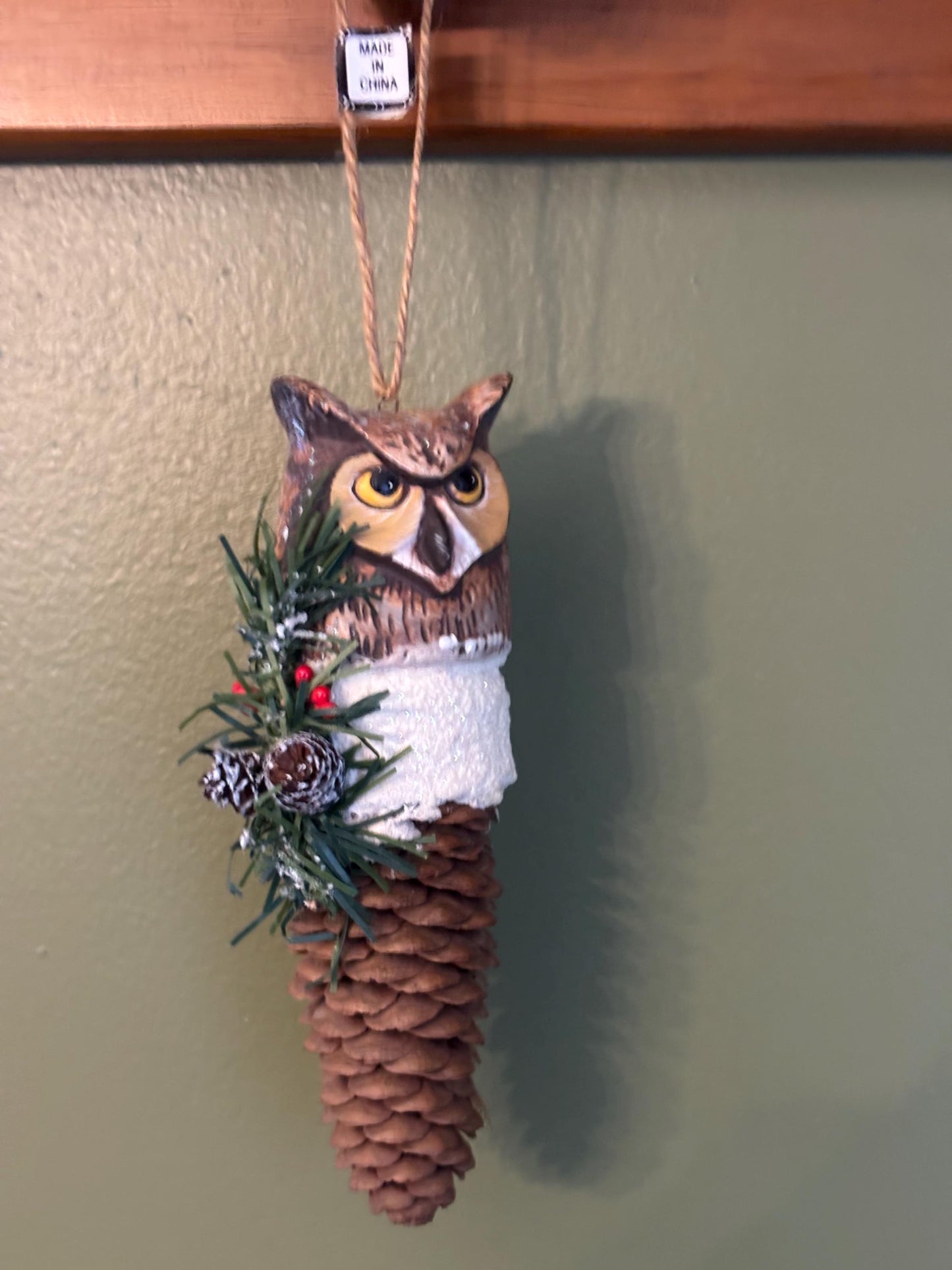 Vintage Owl Ornament Beri Bristle and Pinecone Figurine Handcrafted Owl Ornament Lover Antiques and Vintage
