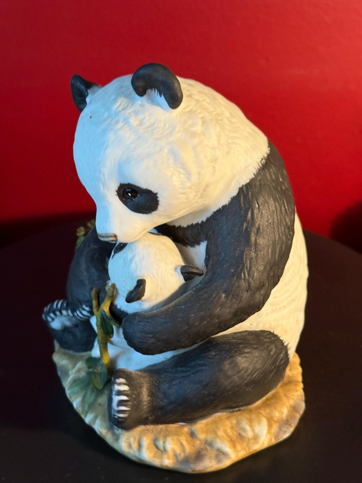Vintage Homco Masterpiece Porcelain Panda Bear Mother and Cub Figurine Collectible