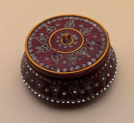 Vintage Heart & Jeweled Trinket Box Red Jewel Decorative Beaded Collectible Ring Box Container Lover Antiques and Vintage