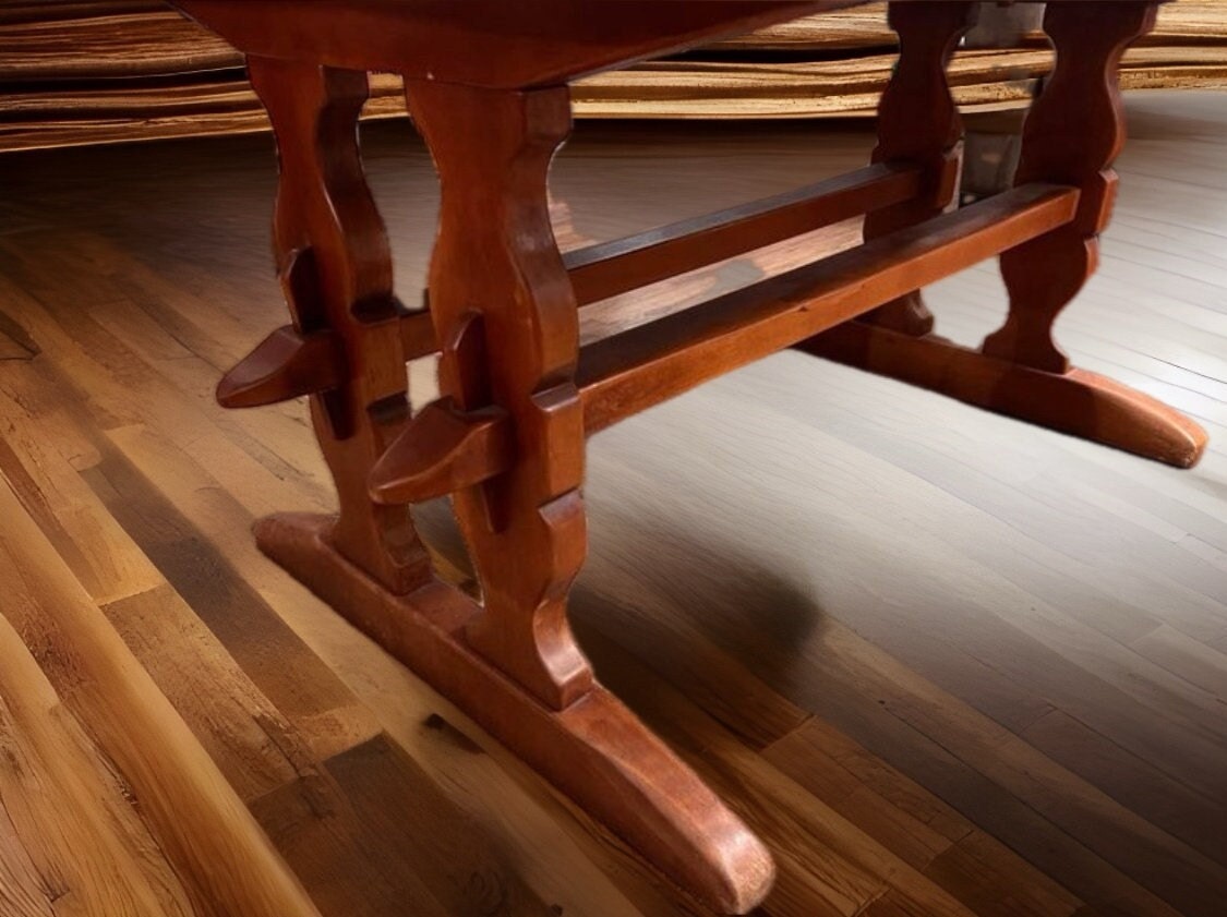 Cushman Brandywine Manor Table No. 7030: Mid Century Double Trestle