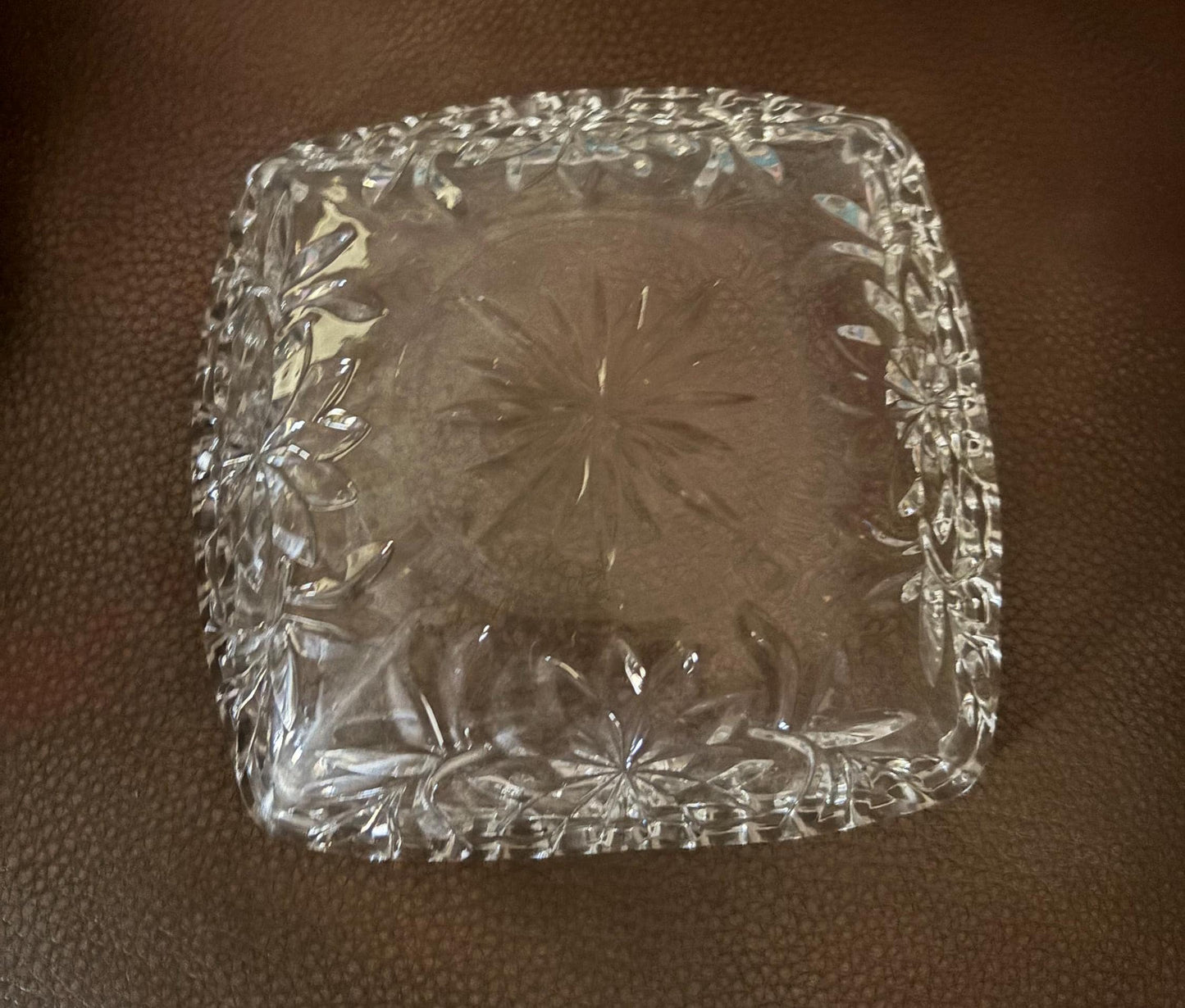 Vintage Square Glass Candy Dish Crystal Glass Nut or Candy Dish Serving Dish Floral Design Lover Antiques and Vintage