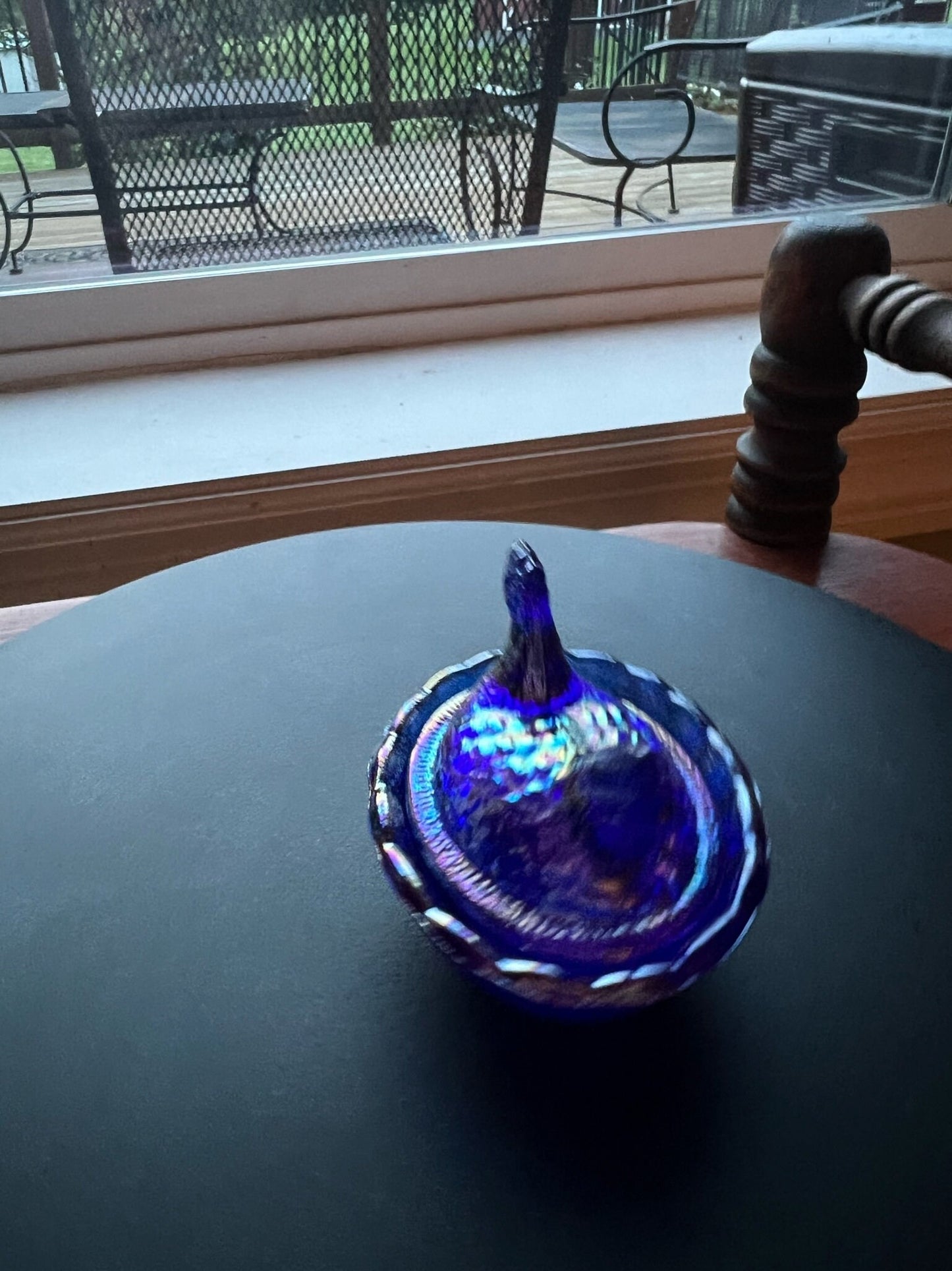 Vintage Cobalt Blue Glass Rooster Covered Dish: Nesting Candy Dish