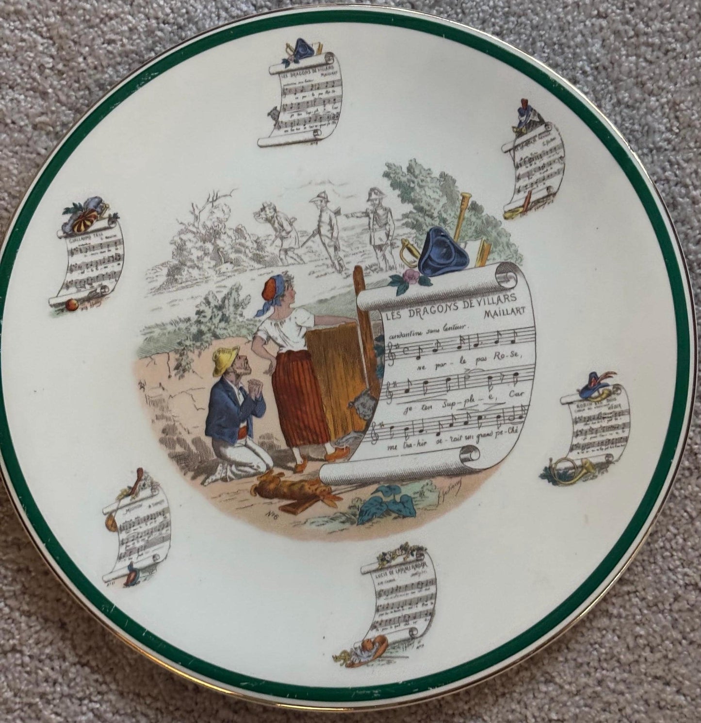 Antique Peasant Village Parry Vieille Very Large Rare French Opera Platter Signed PV Lover Antiques and Vintage
