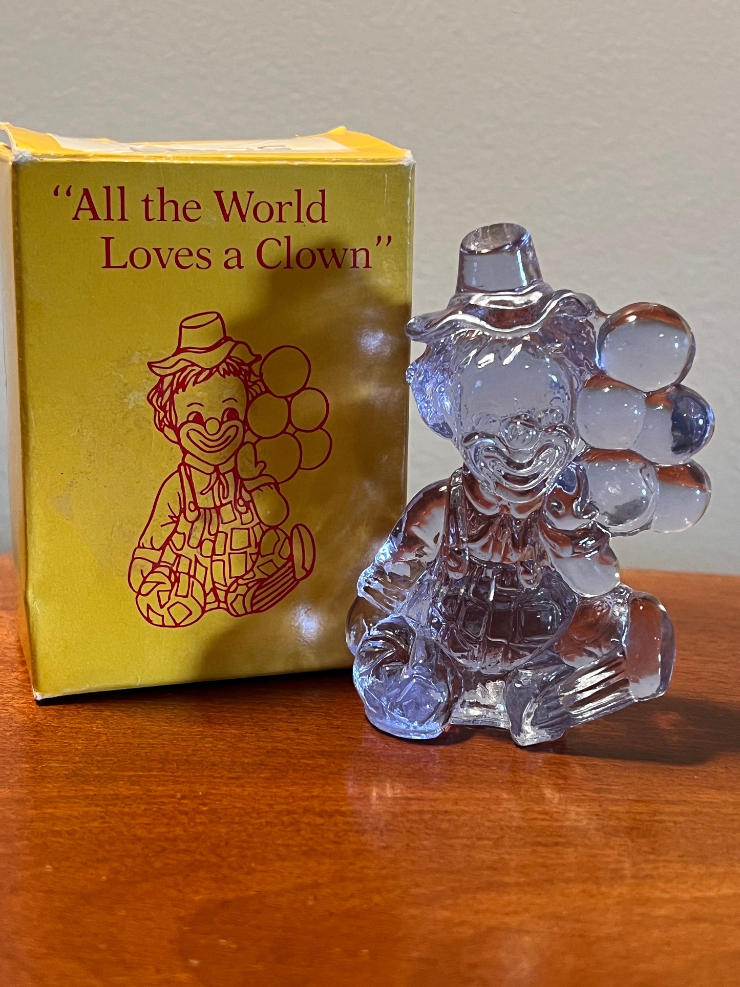 Vintage Mosser Glass Clown Eros Figurine: Lavender Alexandrite Art Glass, Original Box