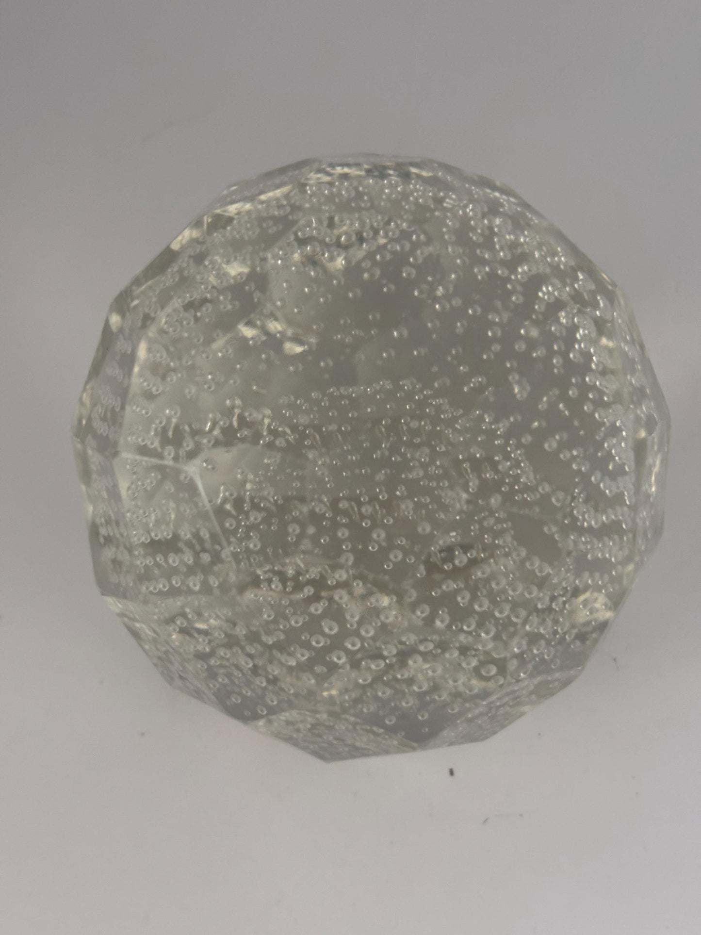 Vintage Murano Crystal Bullicante Glass Paperweight with Controlled Bubbles 3 Inch Diameter Art Deco