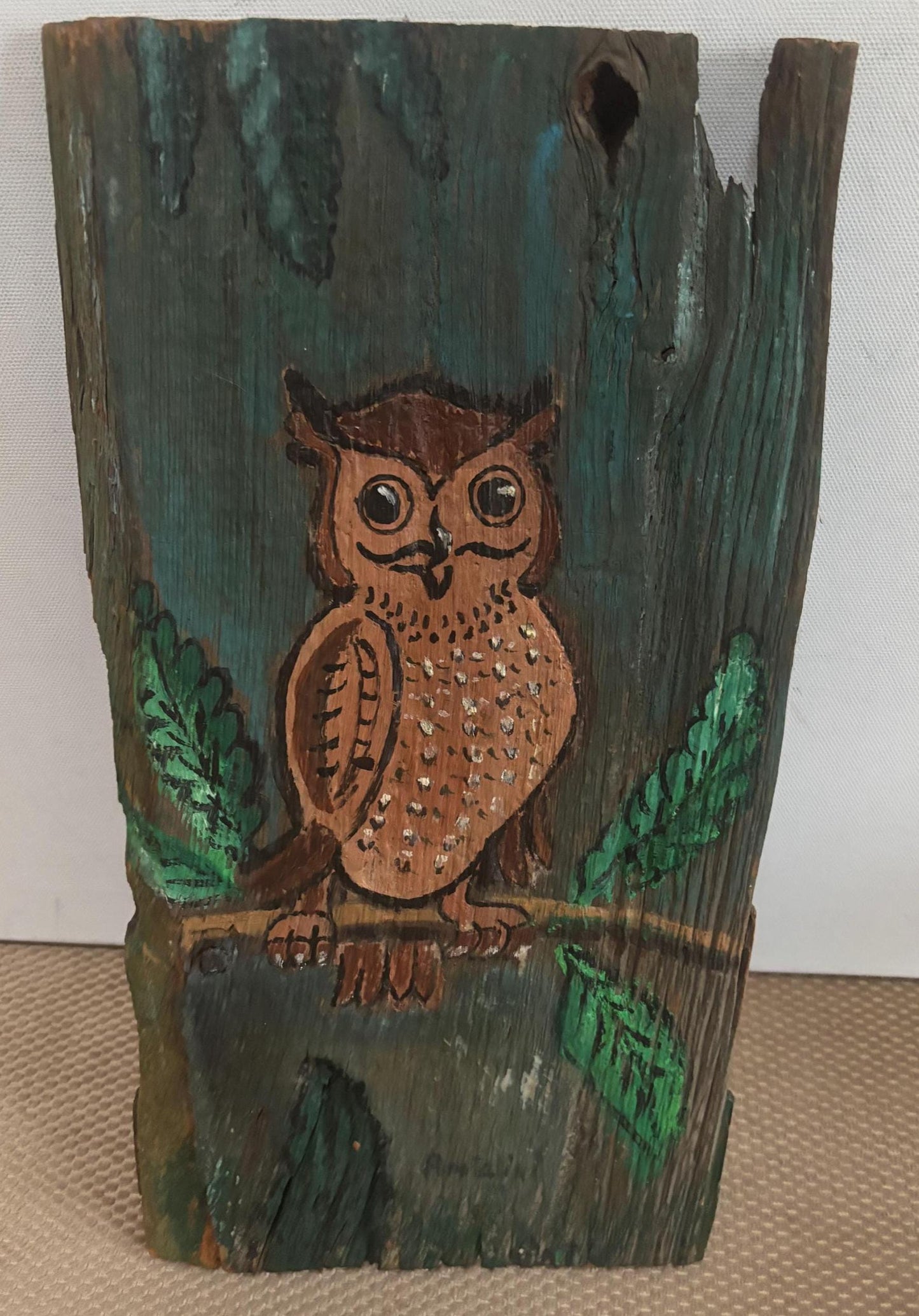 Vintage Owl Driftwood Wall Hanging Hand Painted Driftwood Wall Art Lover Antiques and Vintage