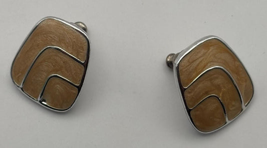 Vintage Mustard Silver Enamel Earrings Lover Antiques and Vintage
