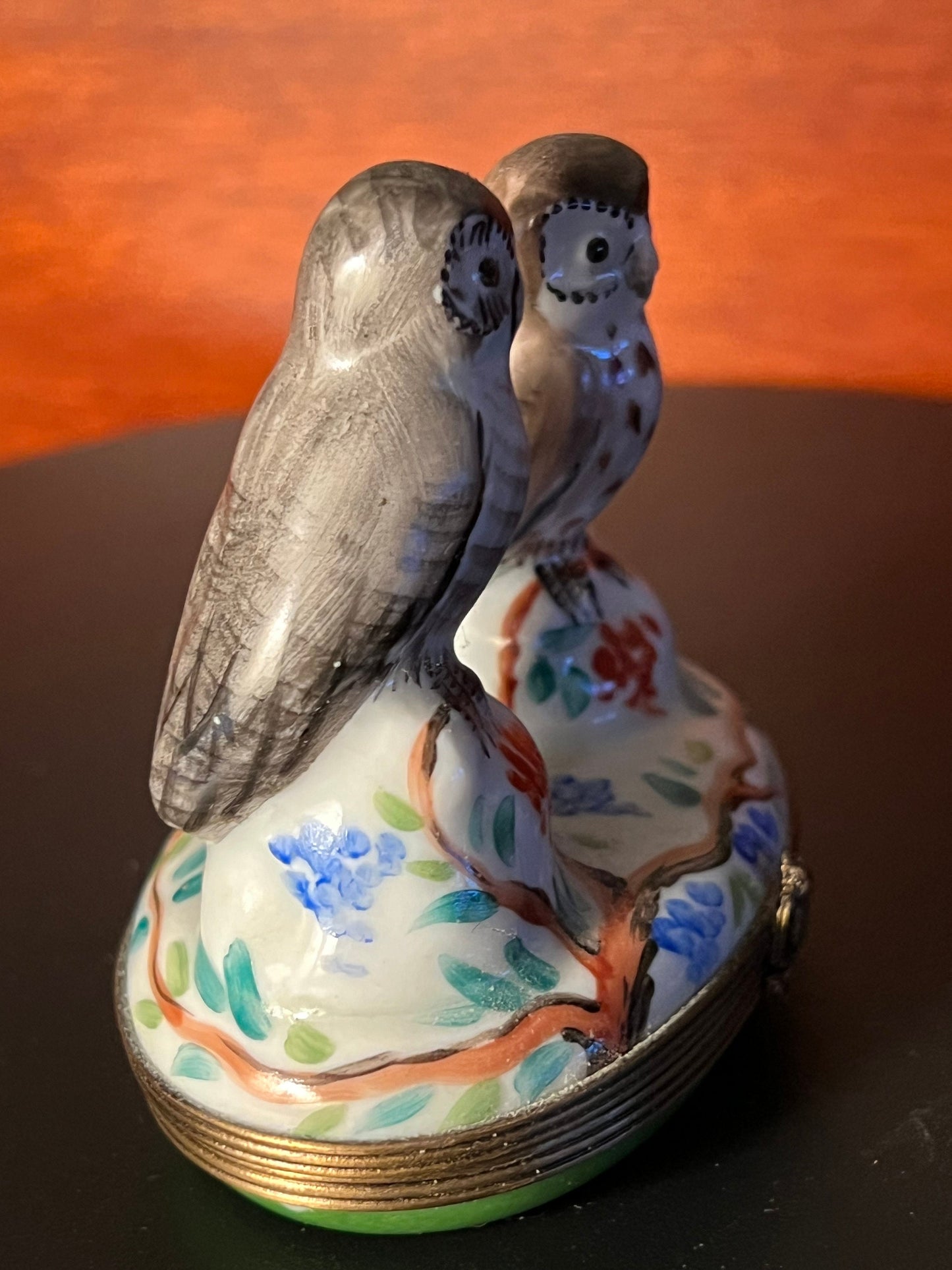 Vintage Limoges Owl Trinket Box: Chamart Peint Main France
