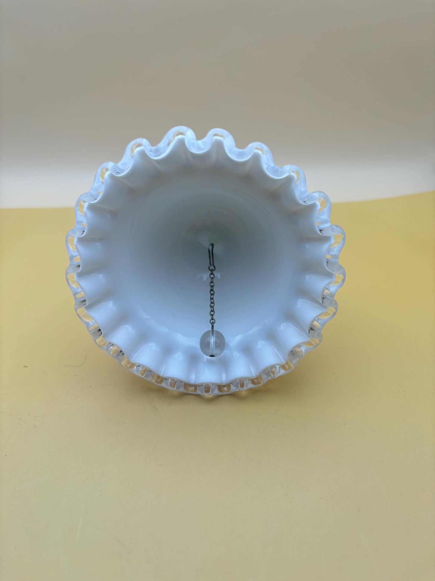 Vintage Fenton Silver Crest Spanish Lace Bell White Milk Glass Bell Gift Lover Antiques and Vintage