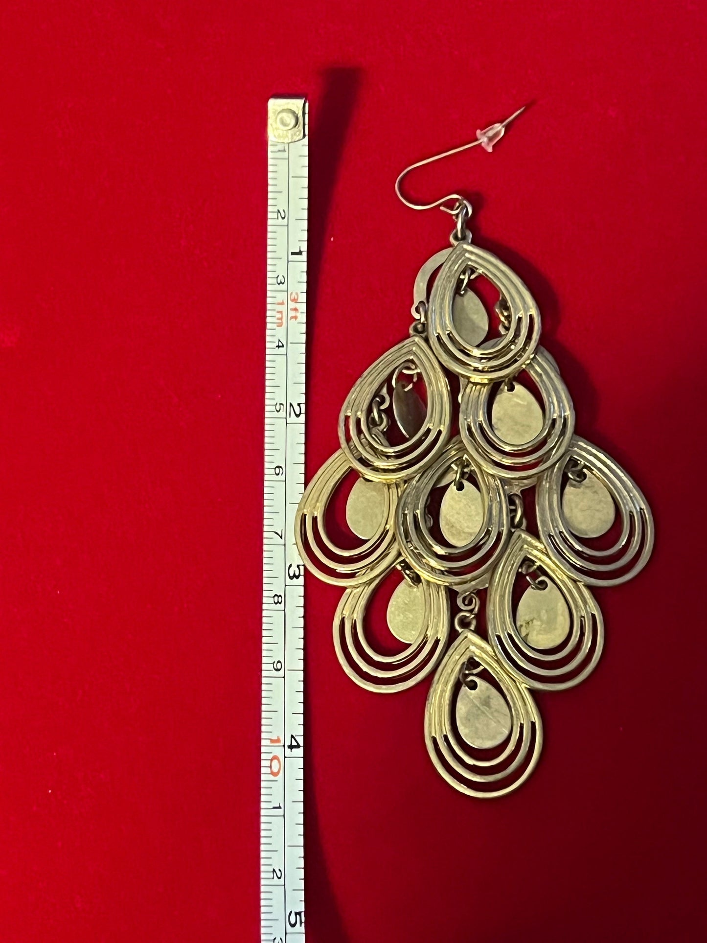 Vintage Multi Tiered Dangle Earrings, Gold Toned Earrings, 4” long cha cha earrings, Lover Antiques and Vintage
