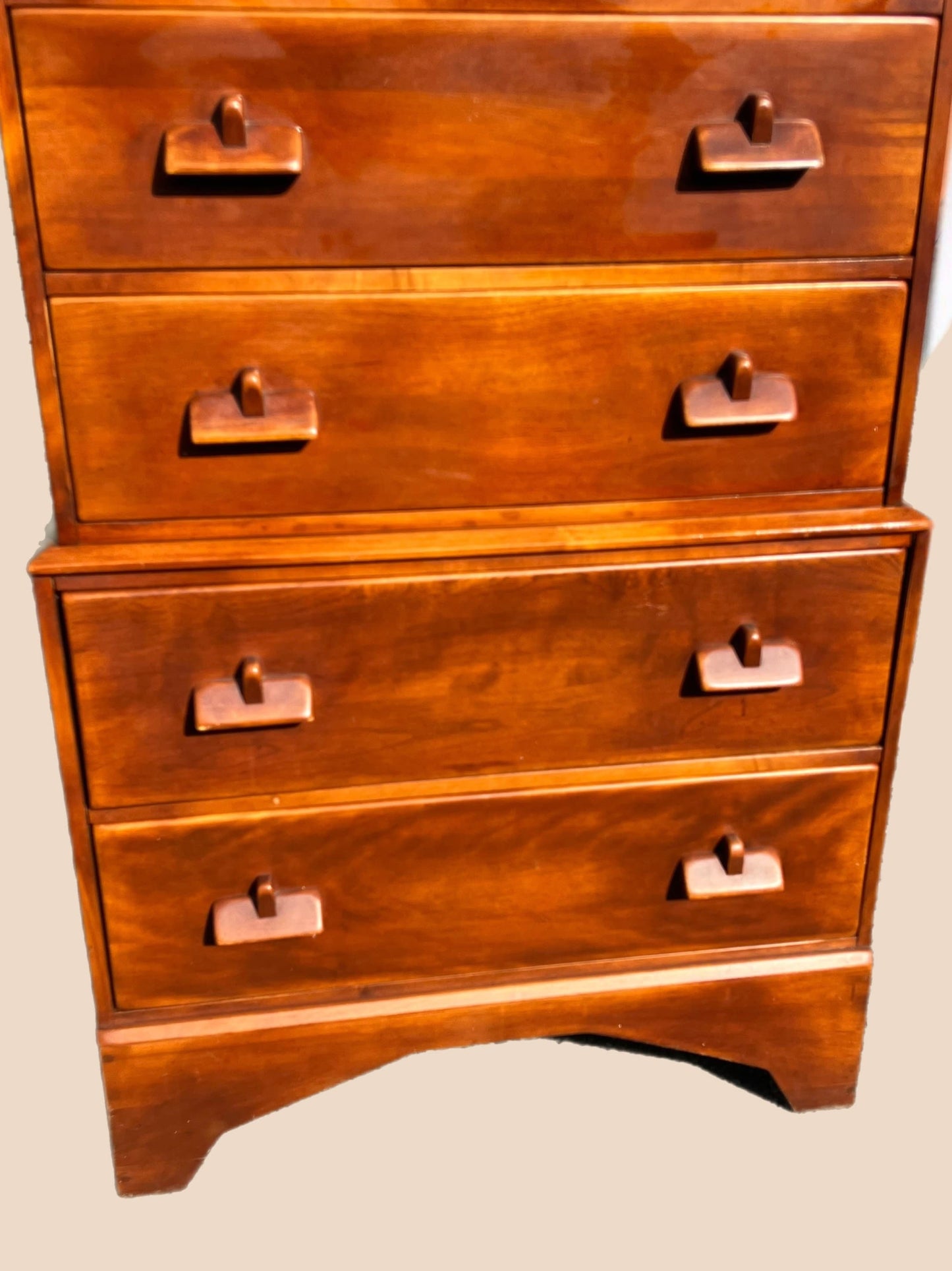 Priscilla Alden Chest-on-Chest Dresser, Vintage Cushman Colonial 5 Drawer Tall, Rustic Bedroom Furniture