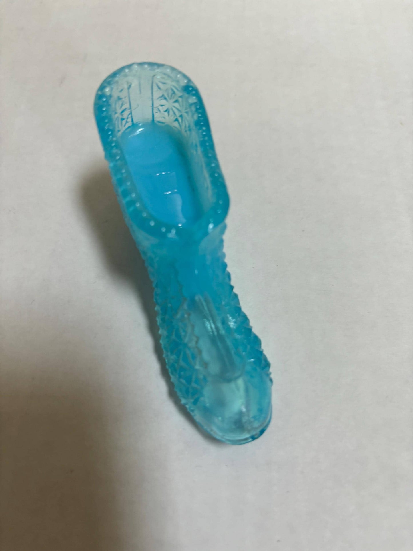 Vintage Blue Shoe Glass Slipper Lover Antiques and Vintage