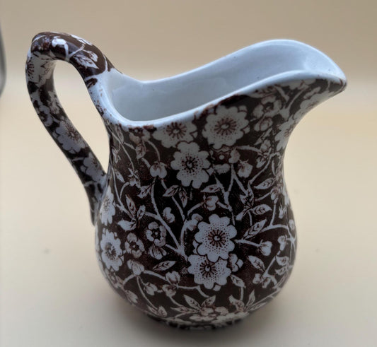 Vintage Royal Crownford Ironstone England Brown and White Floral Transferware Pitcher Lover Antiques and Vintage