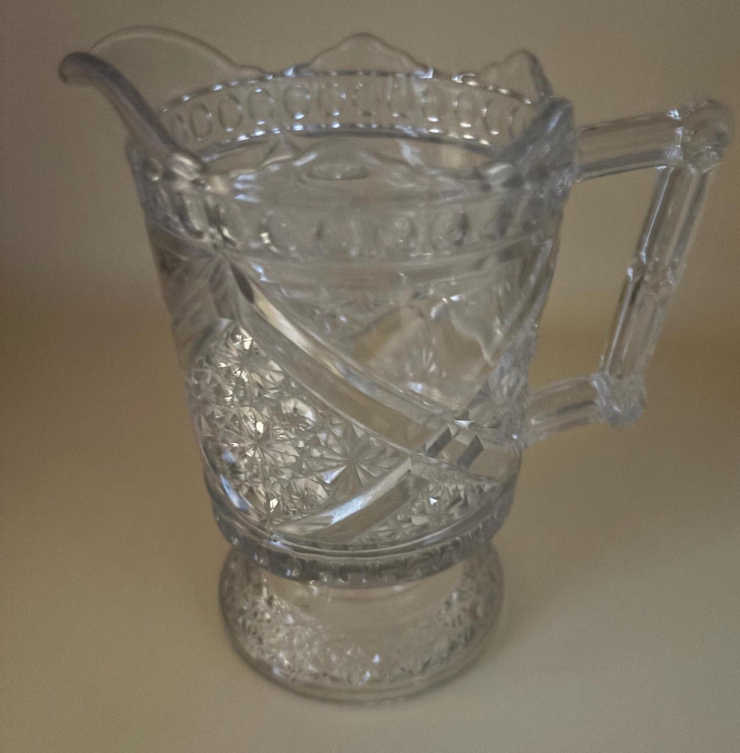 Antique Daisy and Crossbar Canadian Pressed Glass Pitcher Lover Antiques and Vintage
