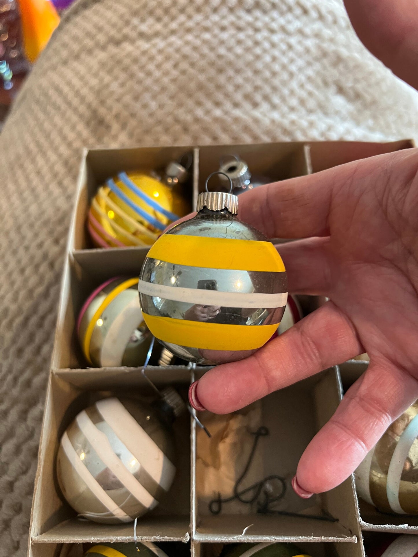 Vintage Shiny Brite Glass Ornaments - Set of 12 in Original Box