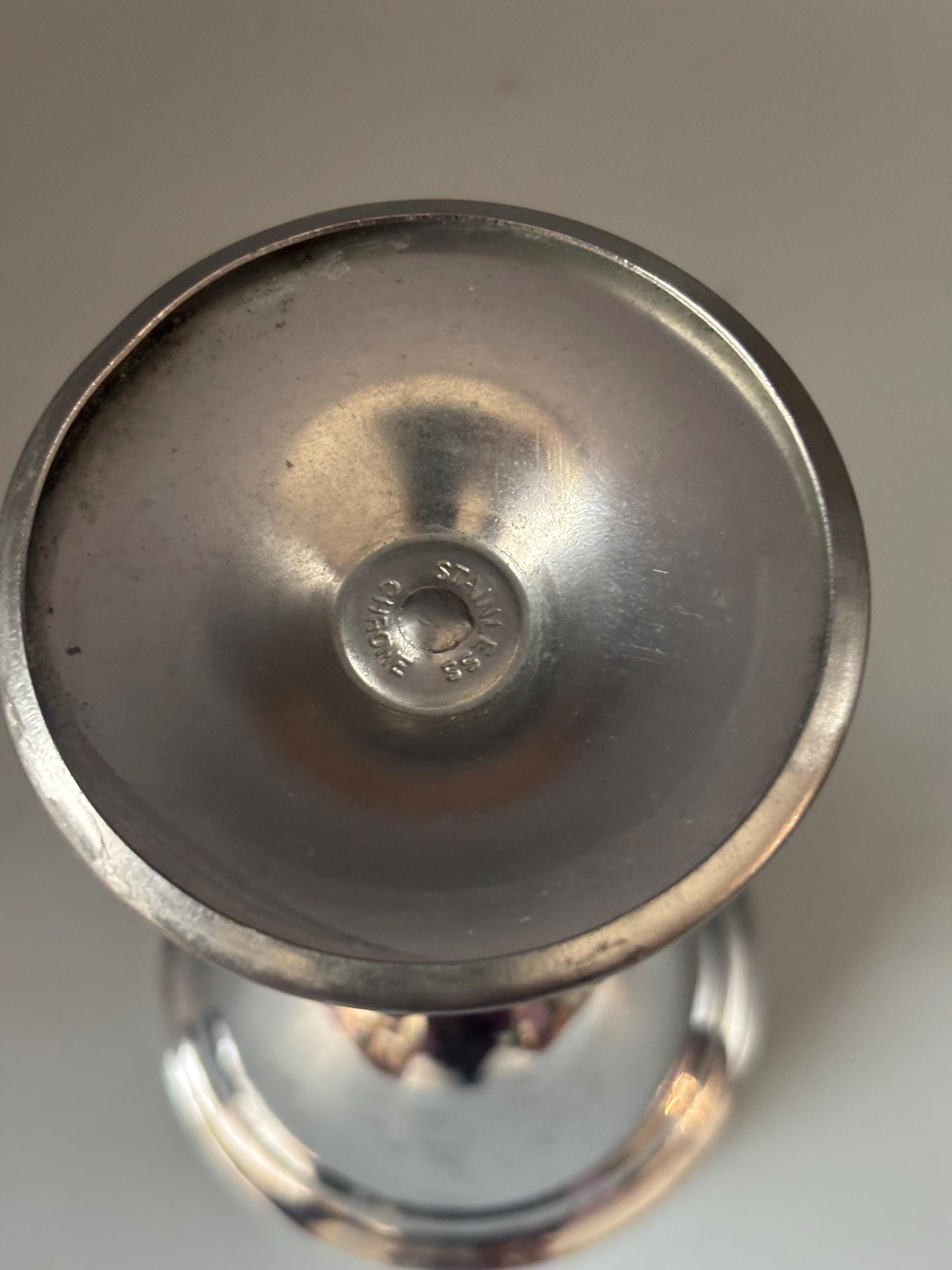 Stainless Chrome Stem Cordial Glass | Antique Silver Cup for Gift or Collecting