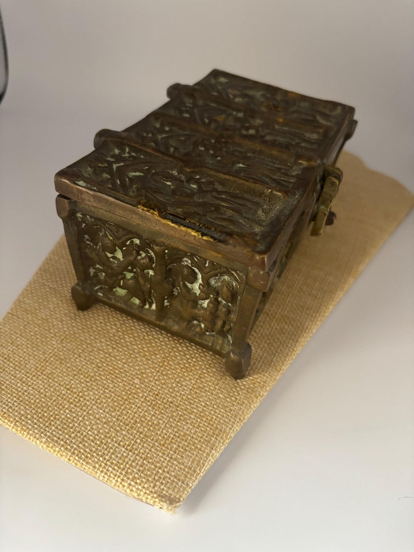 Antique Bronze Trinket Box Casket Container Original Patina Lover Antiques and Vintage