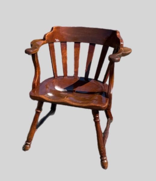 Vintage Cushman Colonial Captain's Chair: Rustic Barrel Back Armchair
